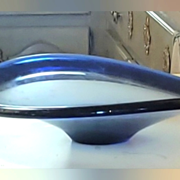 XL mcm HOLMEGAARD danish mod ETCH SIGNED saturn bowl PER LUTKIN 16" blown glass - Picture 5 of 6